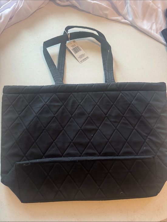 Vera Bradley Handbags - Vera Bradley Black Quilted Tote with Front Pocket